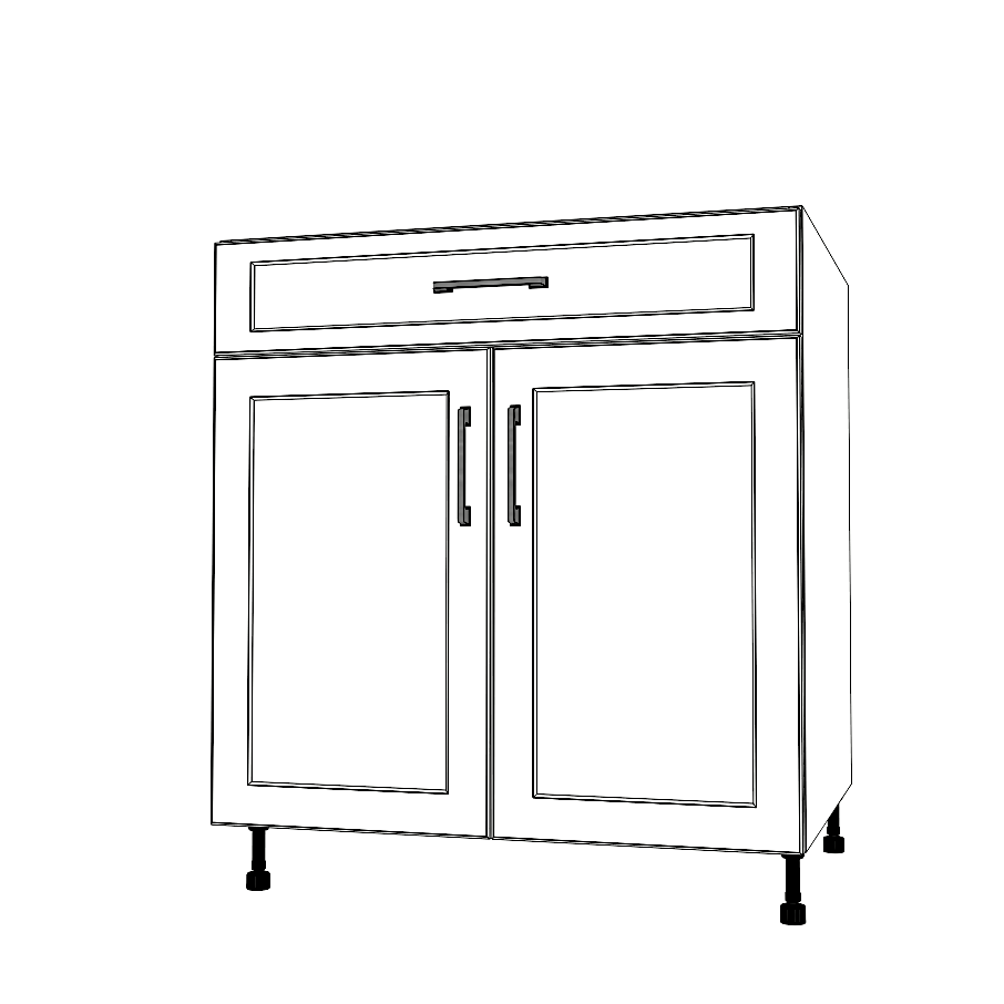 31" Wide Base Cabinet With Drawer On Top - Painted Doors