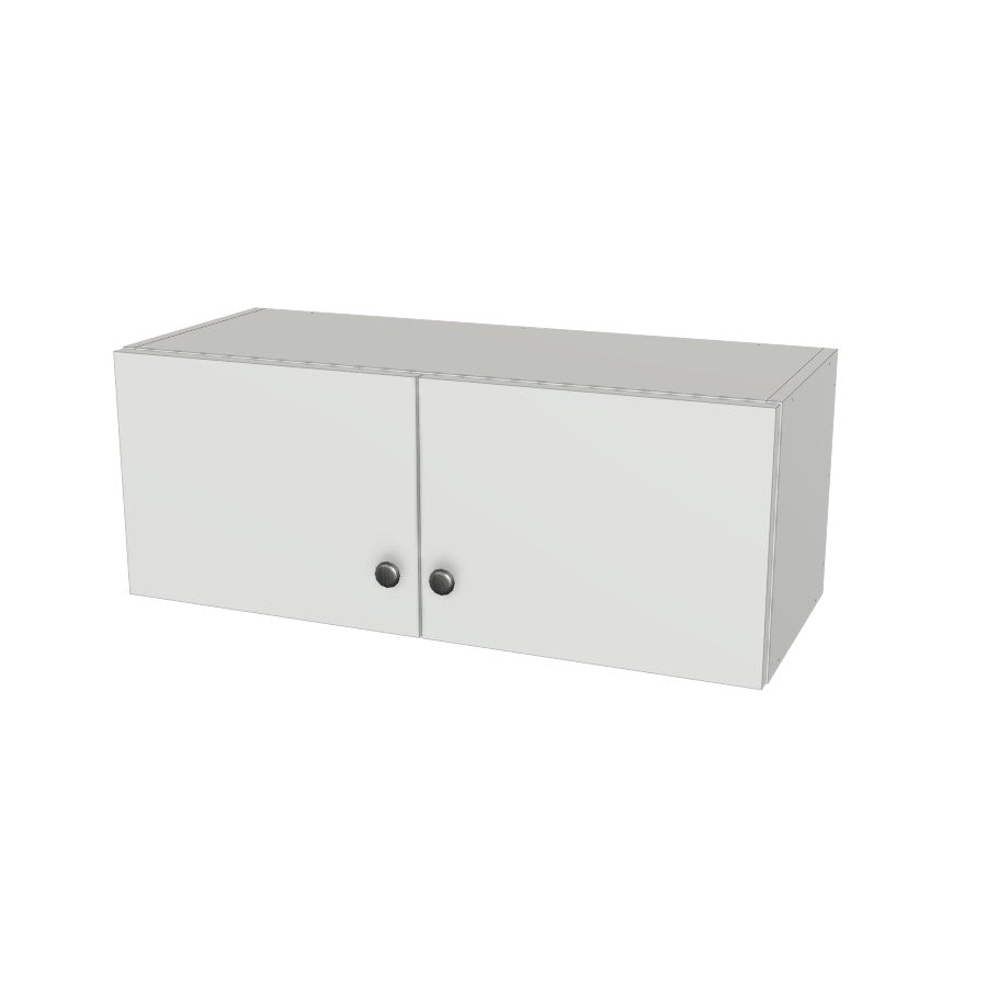 31" Wide x 12" High Wall Cabinet - (White Melamine Boxes - Flat Panel Doors)
