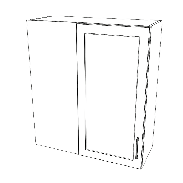 32" Wide 36" High Blind Corner Wall Cabinet - Door on Right Side - Thermofoil Doors