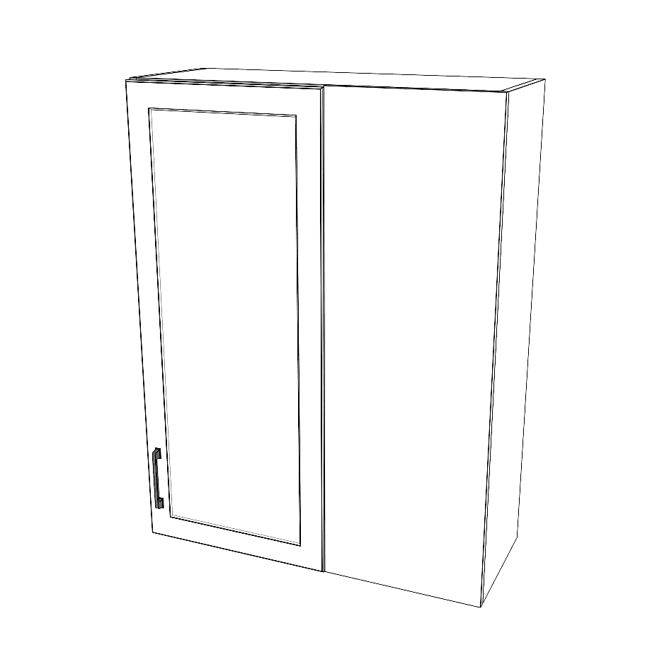 32" Wide 42" High Blind Corner Wall Cabinet - Door on Right/Left Side - Thermofoil Doors