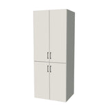 32" Wide Tall Pantry Cabinet - (White Melamine Boxes - Flat Panel Doors) 24 D