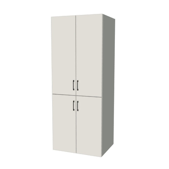 32" Wide Tall Pantry Cabinet - (White Melamine Boxes - Flat Panel Doors) 24 D