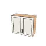 32" Wide x 27" High Fridge/Stove Cabinet - (Hardrock Maple Melamine Boxes - Thermofoil Doors)