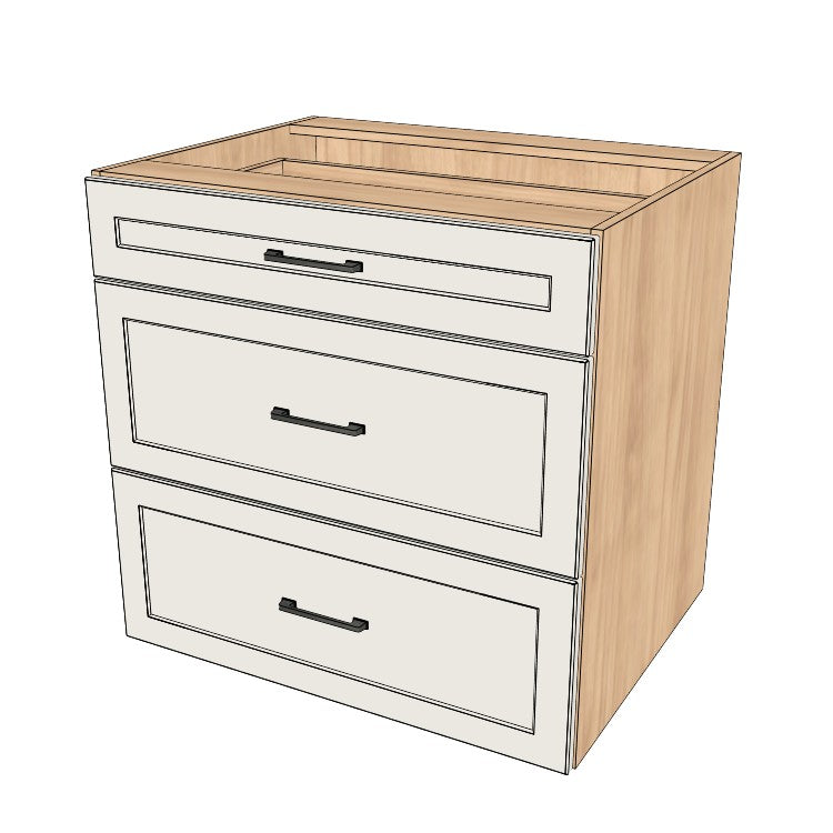32" Wide Drawer Cabinet - (Hardrock Maple Melamine Boxes - Painted Doors)
