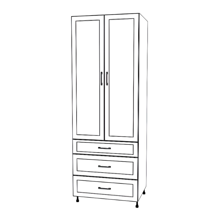 32" Wide Tall Pantry Cabinet - With Drawers - Thermofoil Doors