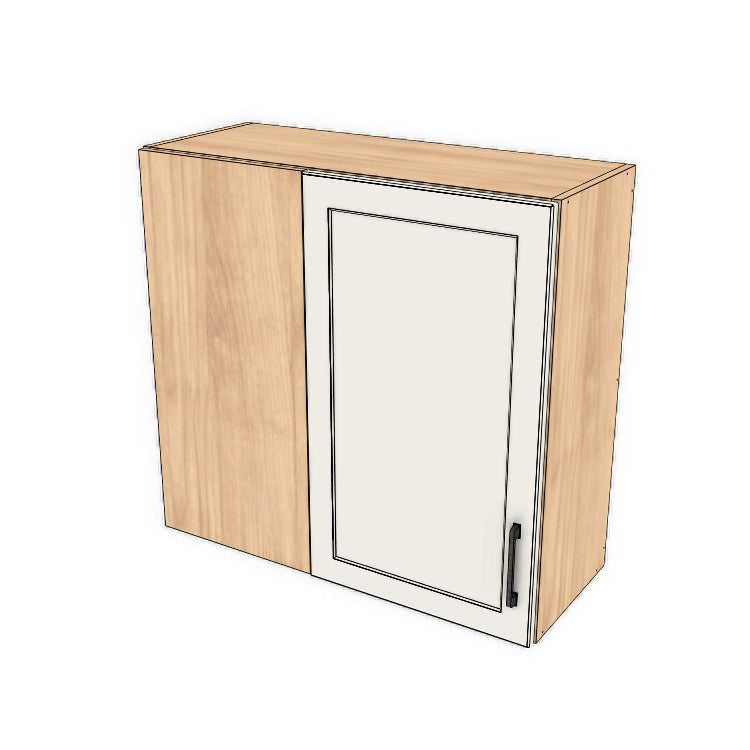 32" Wide 30" High Blind Corner Wall Cabinet - Door on Right/Left Side - (Hardrock Maple Melamine Boxes - Thermofoil Doors)