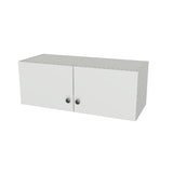 32" Wide x 12" High Wall Cabinet - (White Melamine Boxes - Flat Panel Doors)