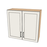 32" Wide x 30" High Wall Cabinet - (Hardrock Maple Melamine Boxes - Painted Doors)