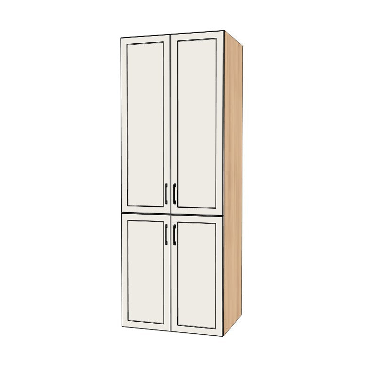 32" Wide Tall Pantry Cabinet - (Hardrock Maple Melamine Boxes - Thermofoil Doors) 24 D