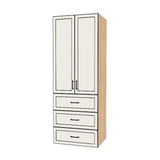 32" Wide Tall Pantry Cabinet with Drawer - (Hardrock Maple Melamine Boxes - Painted Doors) 24 D