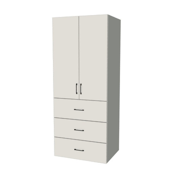 33" Wide Tall Pantry Cabinet with Drawer - (White Melamine Boxes - Flat Panel Doors) 24 D