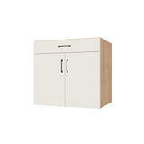 33" Wide Base Cabinet With Drawer On Top - (Hardrock Maple Melamine Boxes - Flat Panel Doors)