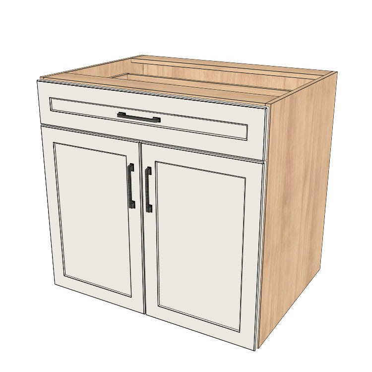 33" Wide Base Cabinet With Drawer On Top - (Hardrock Maple Melamine Boxes - Painted Doors)