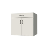 33" Wide Base Cabinet With Drawer On Top - (White Melamine Boxes - Flat Panel Doors)