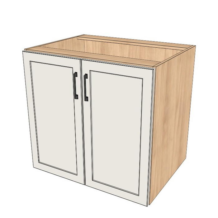 33" Wide Base Cabinet - Sink Cabinet - No Back - (Hardrock Maple Melamine Boxes - Painted Doors)