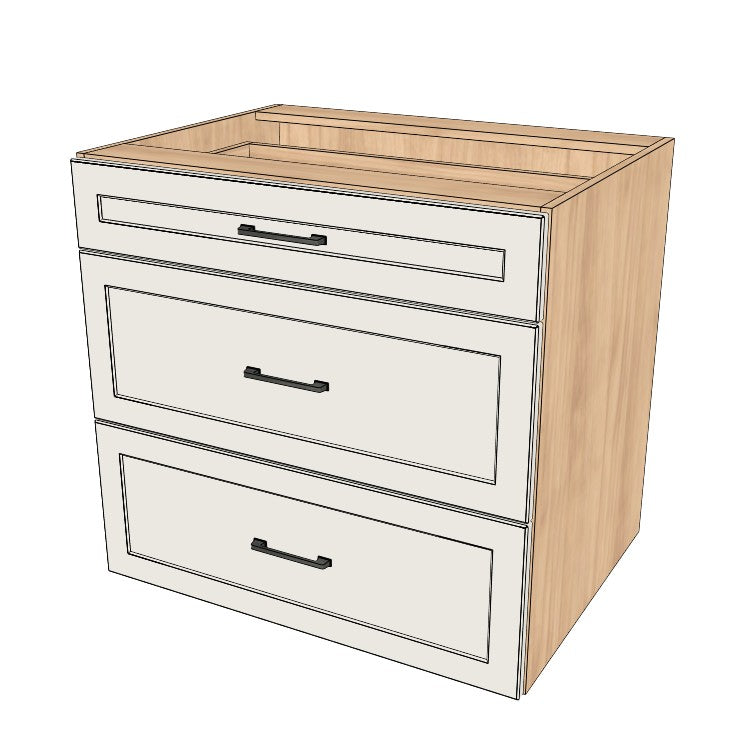 33" Wide Drawer Cabinet - (Hardrock Maple Melamine Boxes - Painted Doors)
