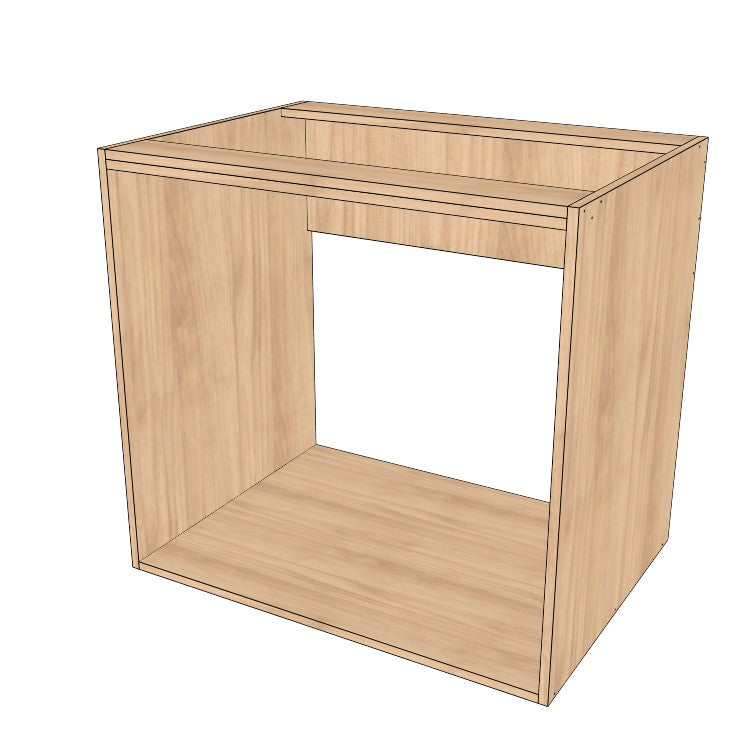 33" Wide Base Cabinet - Sink Cabinet - No Back - (Hardrock Maple Melamine Boxes - Painted Doors)