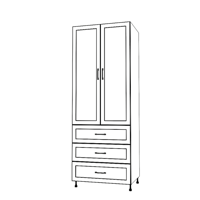 33" Wide Tall Pantry Cabinet with Drawers - Painted Doors