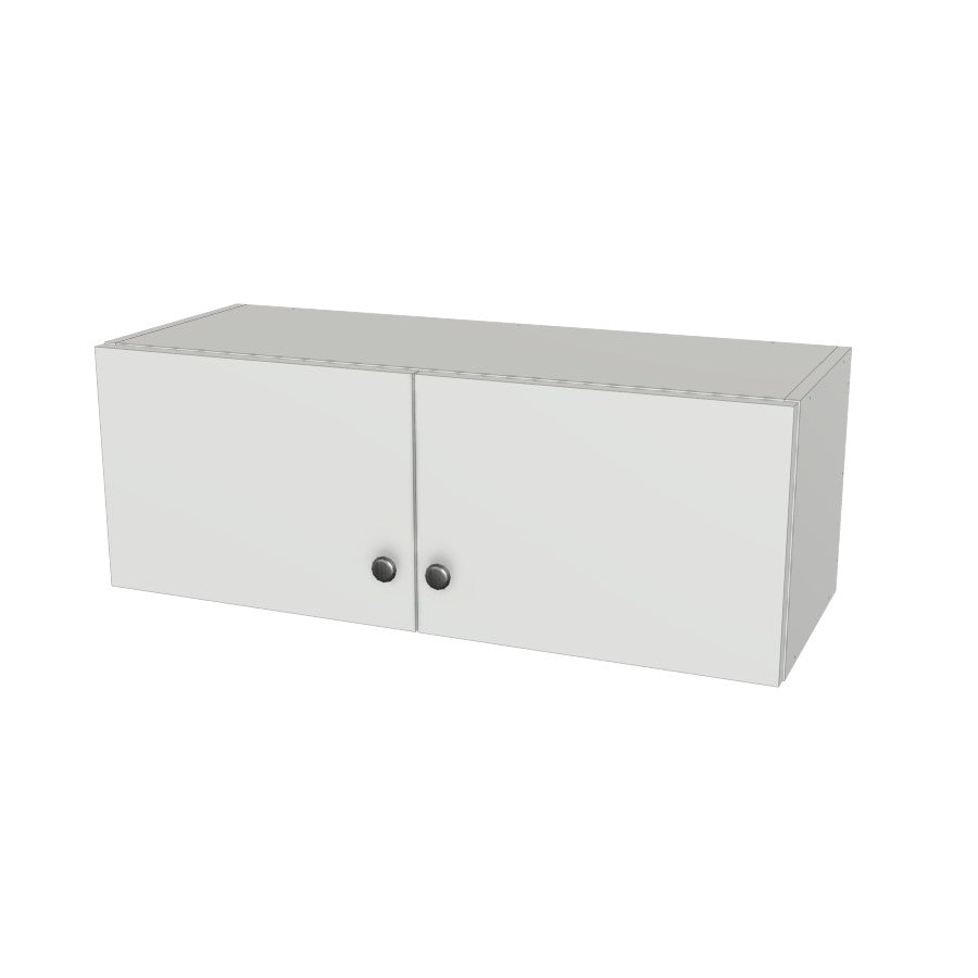 33" Wide x 12" High Wall Cabinet - (White Melamine Boxes - Flat Panel Doors)