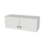 33" Wide x 12" High Wall Cabinet - (White Melamine Boxes - Flat Panel Doors)
