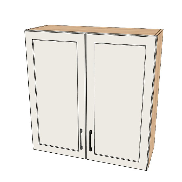 33" Wide x 34" High Wall Cabinet - (Hardrock Maple Melamine Boxes - Painted Doors)