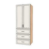 33" Wide Tall Pantry Cabinet with Drawer - (Ply Wood Boxes - Painted Doors) 24 D