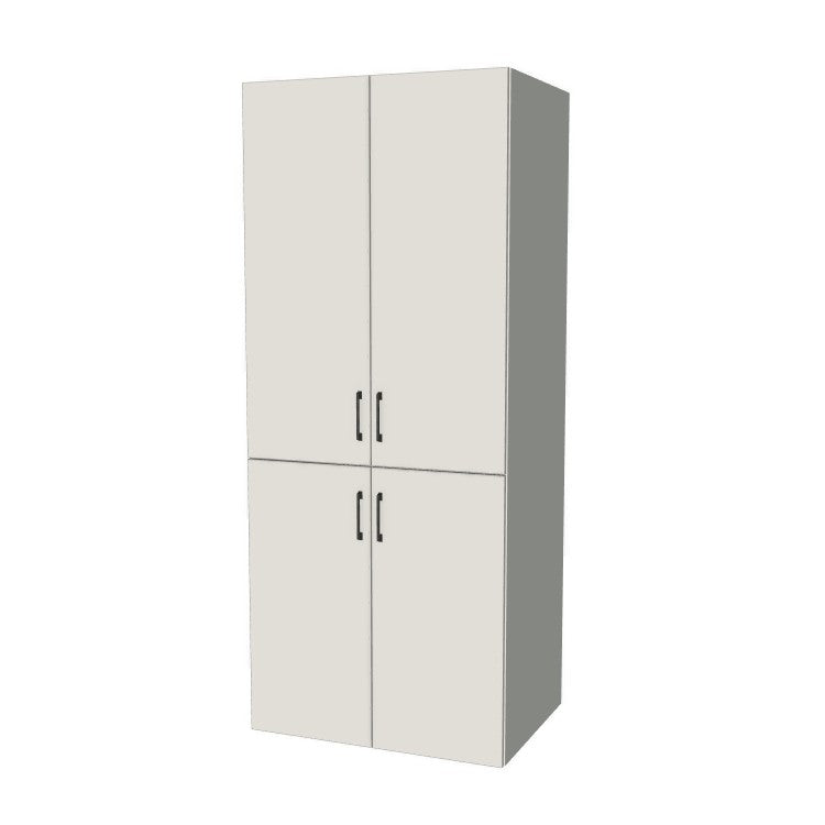 34" Wide Tall Pantry Cabinet - (White Melamine Boxes - Flat Panel Doors) 24 D