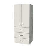 34" Wide Tall Pantry Cabinet with Drawer - (White Melamine Boxes - Flat Panel Doors) 24 D