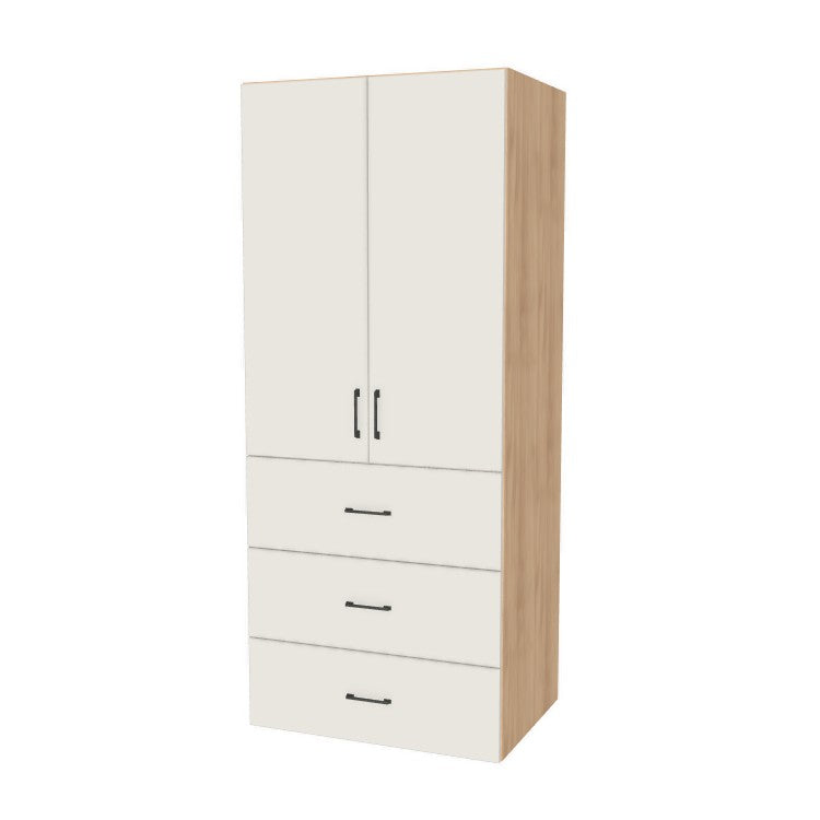 34" Wide Tall Pantry Cabinet with Drawer - (Hardrock Maple Melamine Boxes - Flat Panel Doors) 24 D