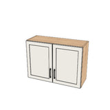 34" Wide x 24" High Fridge/Stove Cabinet - (Hardrock Maple Melamine Boxes - Painted Doors)