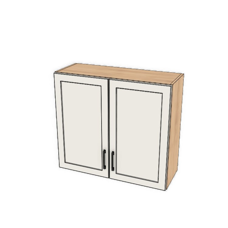 34" Wide x 30" High Fridge/Stove Cabinet - (Hardrock Maple Melamine Boxes - Thermofoil Doors)