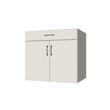 34" Wide Base Cabinet With Drawer On Top - (White Melamine Boxes - Flat Panel Doors)