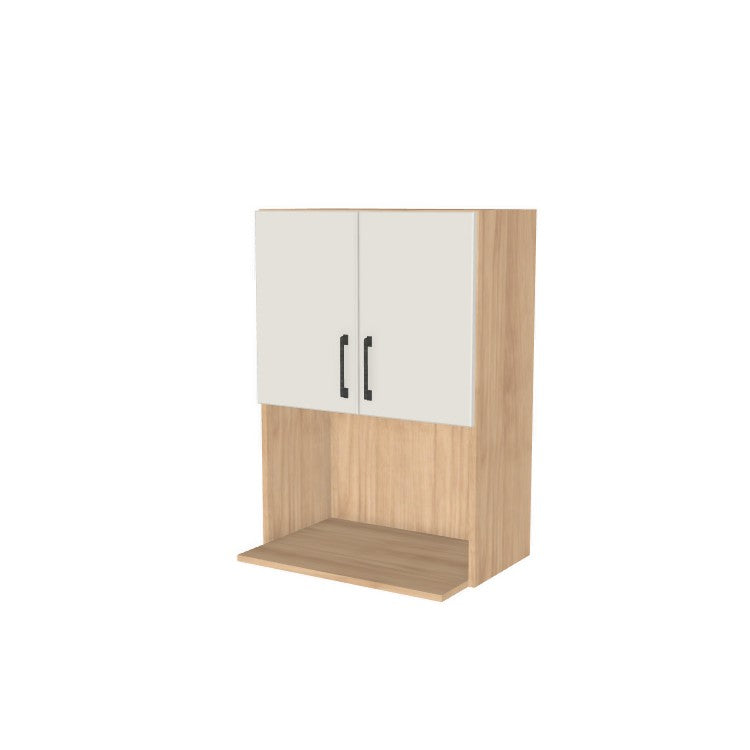 24" Wide x 34" High Microwave Cabinet - (Hardrock Maple Melamine Boxes - Flat Panel Doors)