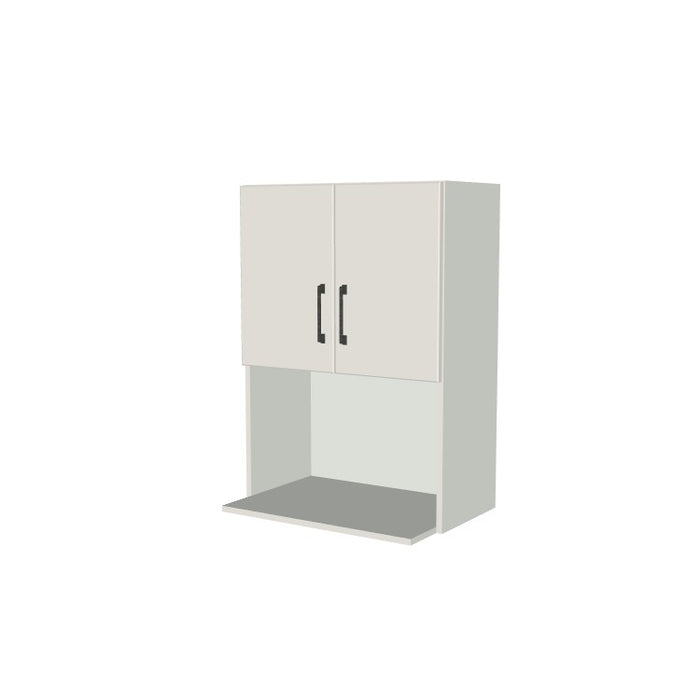 24" Wide x 34" High Microwave Cabinet - (White Melamine Boxes - Flat Panel Doors)