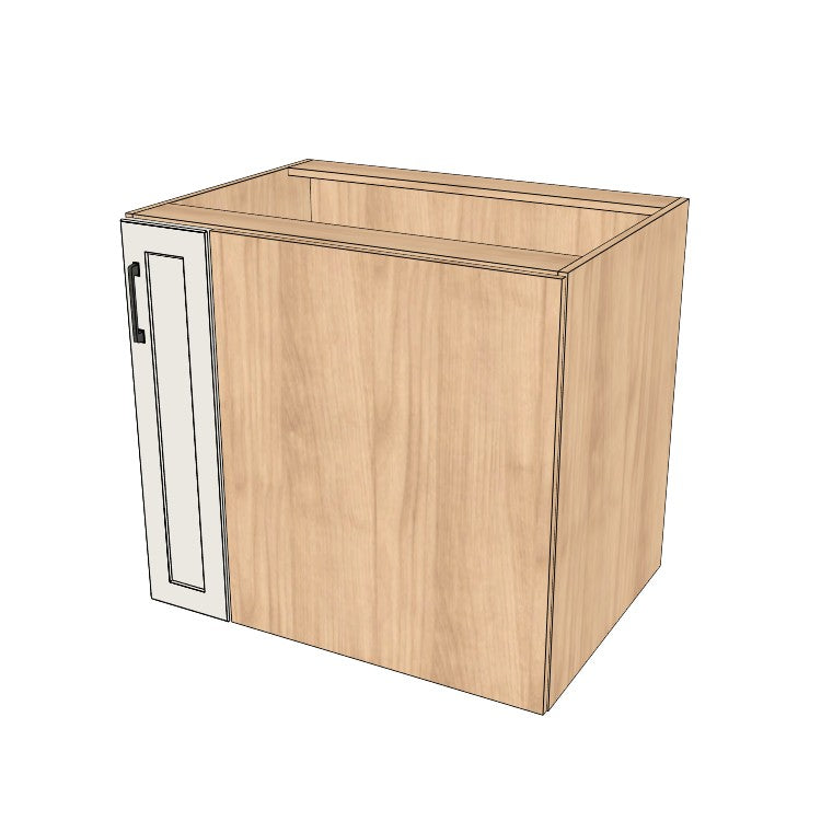 34" Blind Corner Base Cabinet - Door on Right/Left Side - (Hardrock Maple Melamine Boxes - Painted Doors)