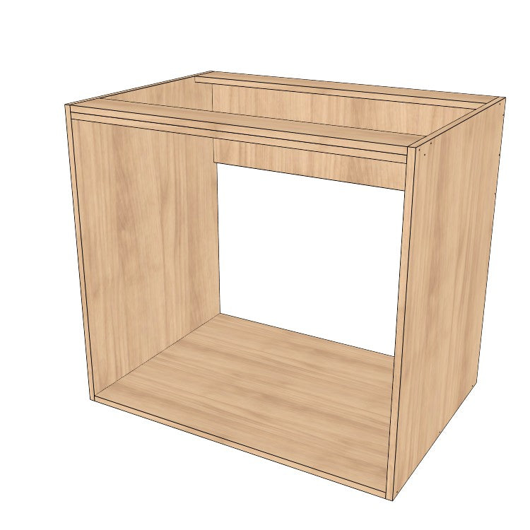 34" Wide Base Cabinet - Sink Cabinet - No Back - (Hardrock Maple Melamine Boxes - Thermofoil Doors)