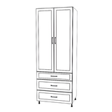 34" Wide Tall Pantry Cabinet with Drawers - Painted Doors