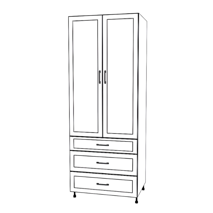 34" Wide Tall Pantry Cabinet - With Drawers - Thermofoil Doors
