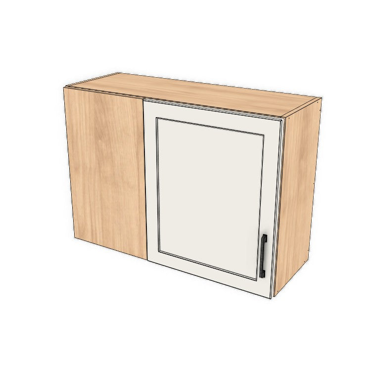 34" Wide 24" High Blind Corner Wall Cabinet - Door on Right/Left Side - (Hardrock Maple Melamine Boxes - Thermofoil Doors)