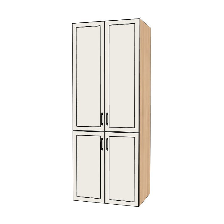 34" Wide Tall Pantry Cabinet - (Hardrock Maple Melamine Boxes - Painted Doors) 24 D