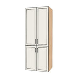 34" Wide Tall Pantry Cabinet - (Hardrock Maple Melamine Boxes - Painted Doors) 24 D