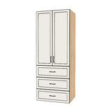 34" Wide Tall Pantry Cabinet with Drawer - (Hardrock Maple Melamine Boxes - Thermofoil Doors) 24 D