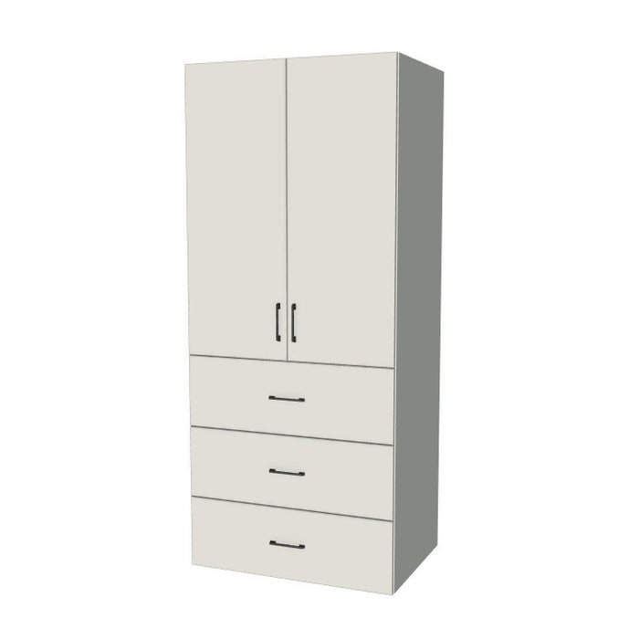 35" Wide Tall Pantry Cabinet with Drawer - (White Melamine Boxes - Flat Panel Doors) 24 D
