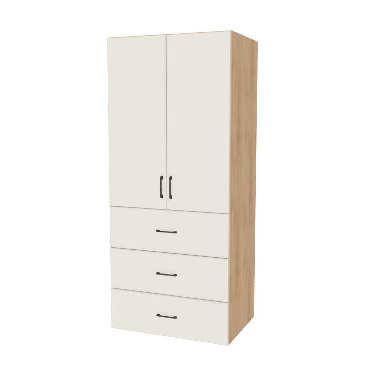 35" Wide Tall Pantry Cabinet with Drawer - (Hardrock Maple Melamine Boxes - Flat Panel Doors) 24 D