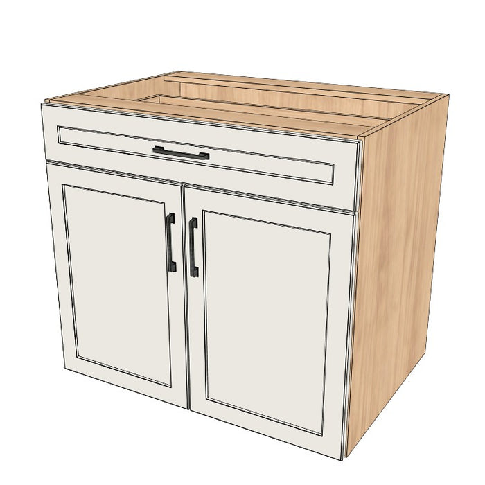 35" Wide Base Cabinet With Drawer On Top - (Hardrock Maple Melamine Boxes - Painted Doors)