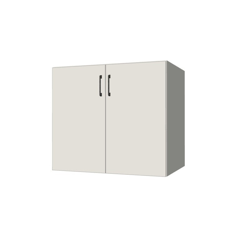 35" Wide Base Cabinet - Sink Cabinet - No Back - (White Melamine Boxes - Flat Panel Doors)