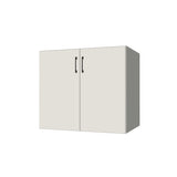 35" Wide Base Cabinet - Sink Cabinet - No Back - (White Melamine Boxes - Flat Panel Doors)