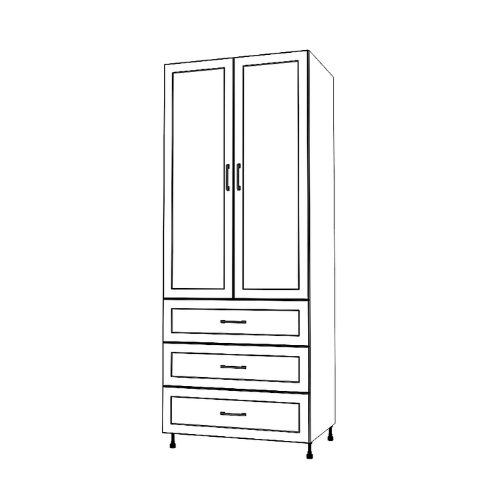 35" Wide Tall Pantry Cabinet with Drawers - Painted Doors