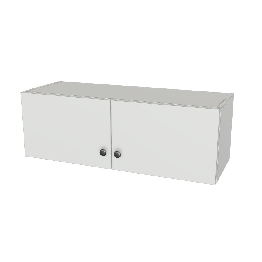 35" Wide x 12" High Wall Cabinet - (White Melamine Boxes - Flat Panel Doors)