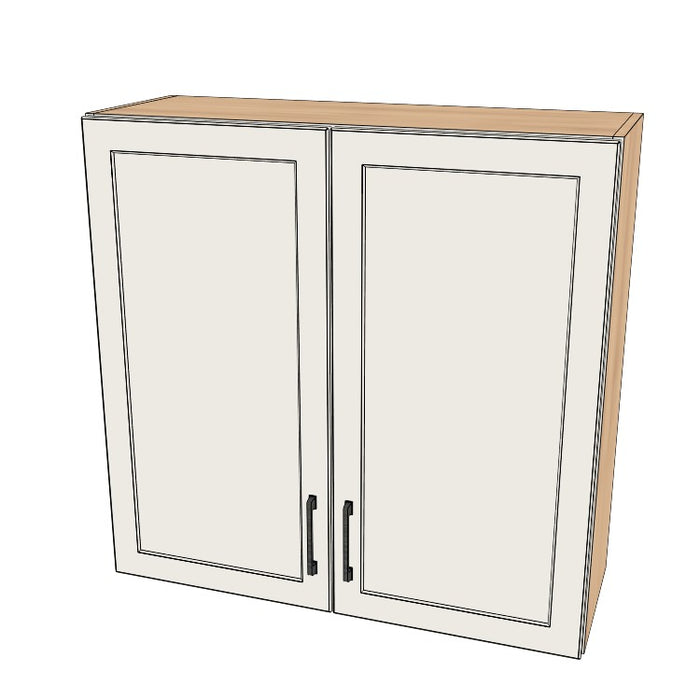 35" Wide x 34" High Wall Cabinet - (Hardrock Maple Melamine Boxes - Painted Doors)